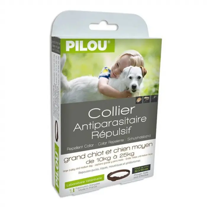 Zgarda antiparazitara Pilou pentru caini de talie medie 60 cm