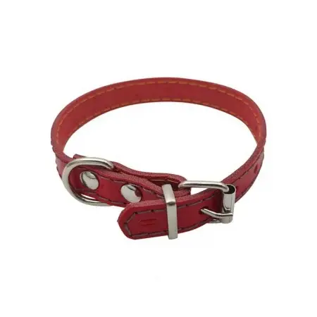 Zgarda din piele pentru caini Nr.0 Petro Rosie 1,4 x 30 cm