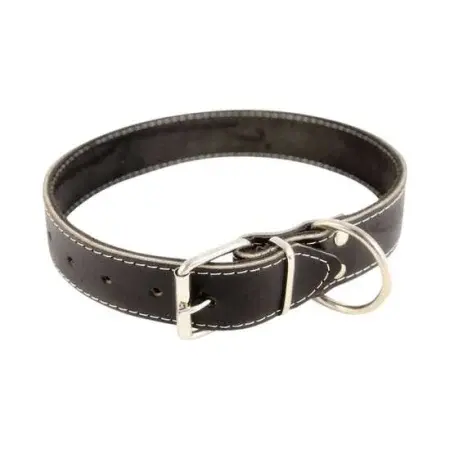 Zgarda din piele pentru caini Nr. 5 Petro Neagra 3,9 x 65 cm