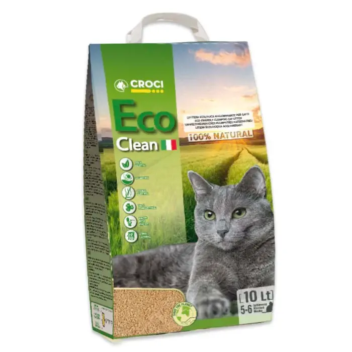 Asternut igienic vegetal pentru pisici Croci, Eco Clean, 10L