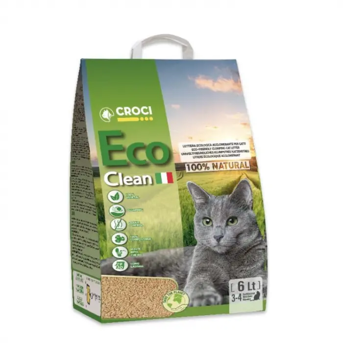 Asternut igienic vegetal pentru pisici Croci Eco Clean, 6L