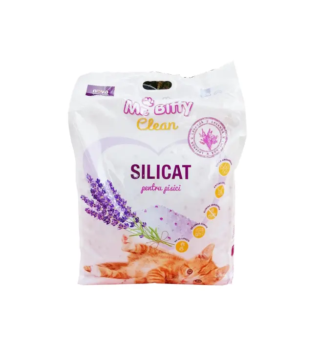 Asternut igienic pentru pisici Mr. Biffy, Silicat, Lavanda, 15L