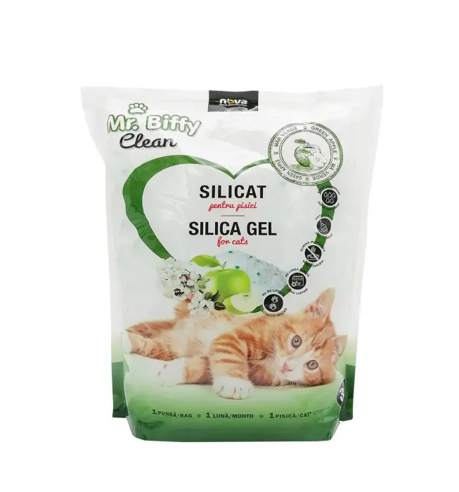 Asternut igienic pentru pisici Mr. Biffy, Silicat, Mar verde, 3.6L