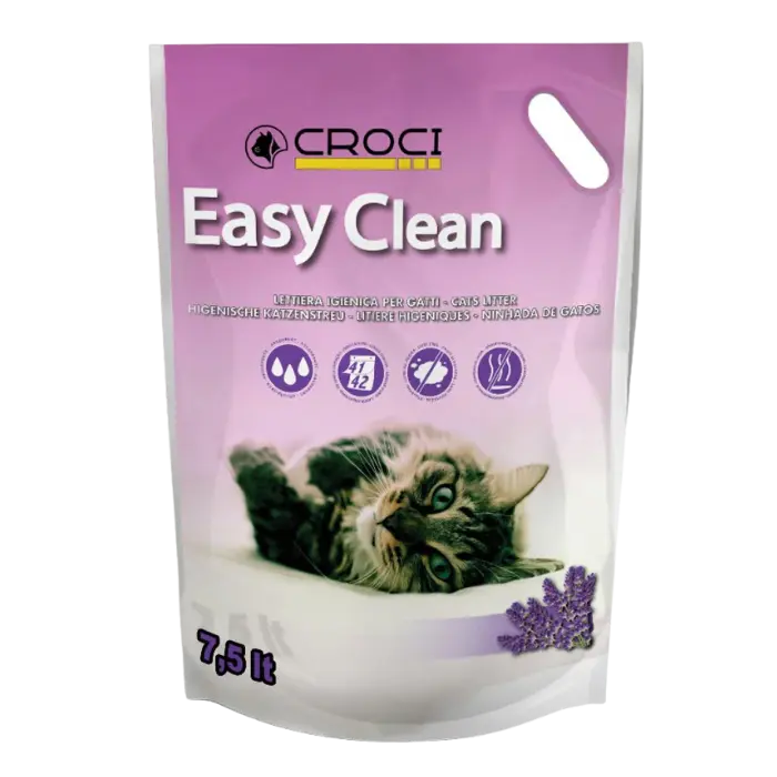 Asternut igienic pentru pisici Croci Easy Clean, Silicat, Lavanda, 7.5L