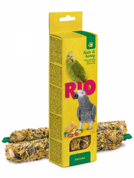Batoane cu miere si alune pentru papagali Rio, 2 x 90g