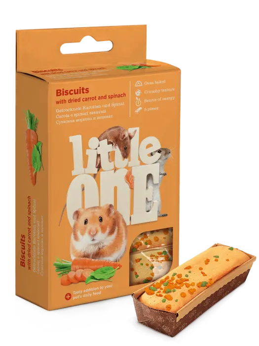 Biscuiti cu morcov si spanac pentru rozatoare mici Little One, 5 x 7g