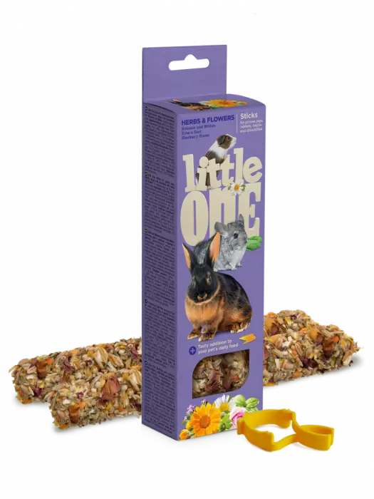 Gustare cu ierburi si flori  pentru cobai, iepuri, degus si chinchilla, Little One, 2 x 55g