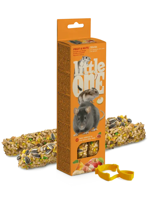 Gustare cu fructe si nuci pentru hamsteri, sobolani, soareci si gerbilii Little One, 2 x 60g