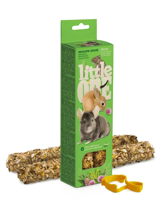 Gustare cu iarba de pajiste pentru cobai, iepuri si chinchile Little One, 2 x 55g