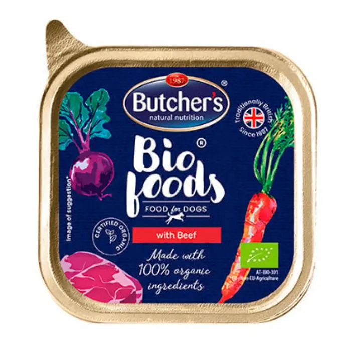 Hrana umeda pentru caini Butcher s, Bio Foods, Vita, 150g