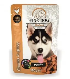 Hrana umeda pentru caini Fine Dog Junior, Pui in sos, 100g