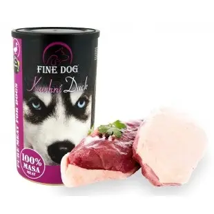 Hrana umeda pentru caini Fine Dog, Rata, 100% carne, 1200g