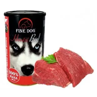 Hrana umeda pentru caini Fine Dog, Vita, 100% carne, 1200g