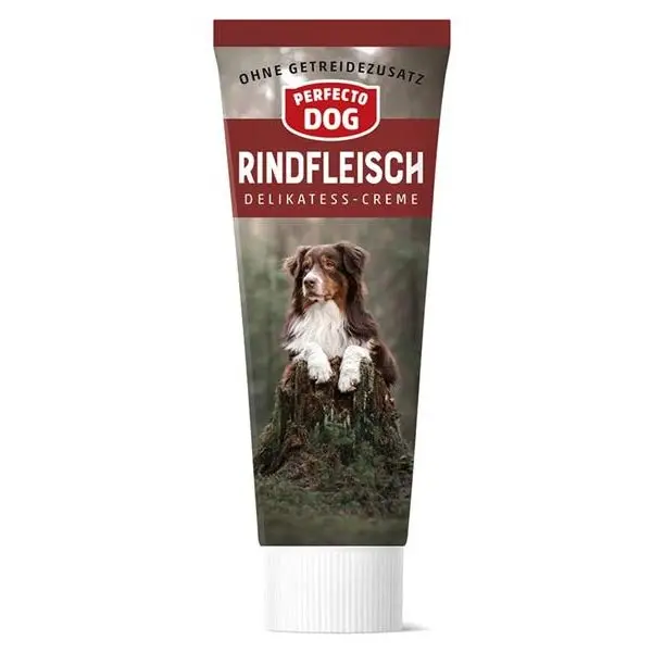 Hrana umeda pentru caini Perfecto Dog, Crema Delicatess cu vita, 75g