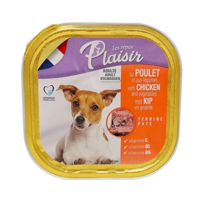 Hrana umeda pentru caini Plaisir, Pui, 18 x 300g