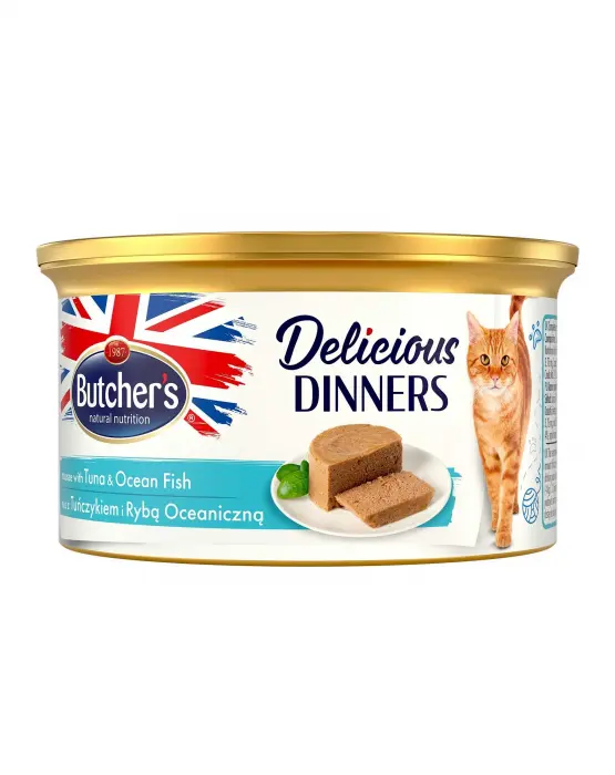 Hrana umeda pentru pisici Butcher s Delicious Dinner, Mousse cu ton 85g