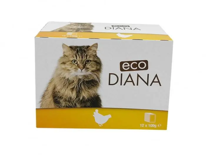 Hrana umeda pentru pisici Eco Diana, Pui, 12 x 100g