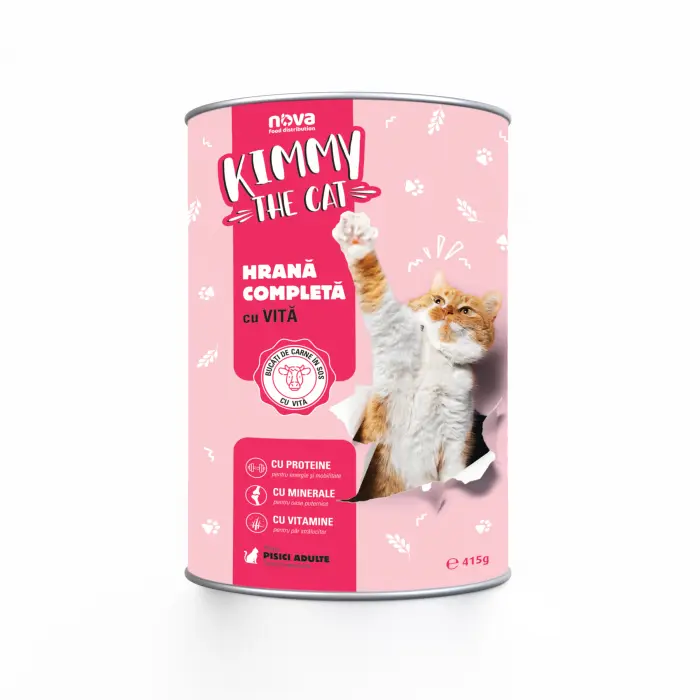 Hrana umeda pentru pisici Kimmy, vita, 415g