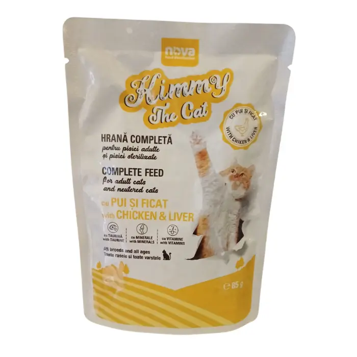 Hrana umeda pentru pisici Kimmy, Pui, 24 x 85g