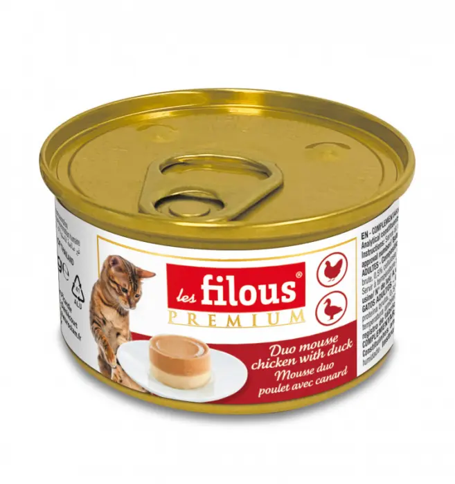 Hrana umeda pentru pisici Les Filous, Mousse de pui si rata, 6 x 85g