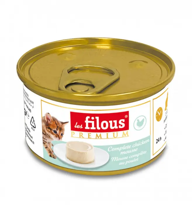 Hrana umeda pentru pisici Les Filous Kitten, Mousse de pui si oua, 6 x 85g