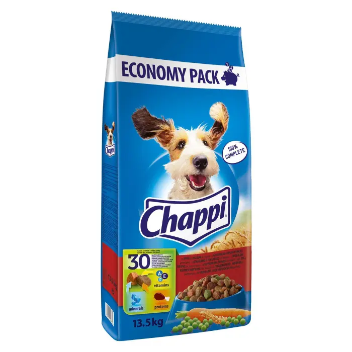 Hrana uscata pentru caini Chappi Adult, Vita, pasare si legume, 13.5kg