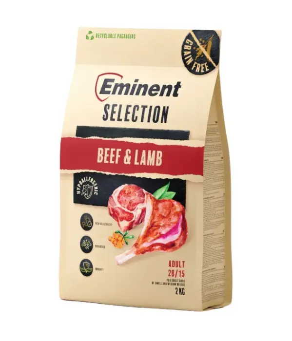 Hrana uscata pentru caini Eminent Selection Adult, Vita si miel, Grain free, 28 15, 2kg