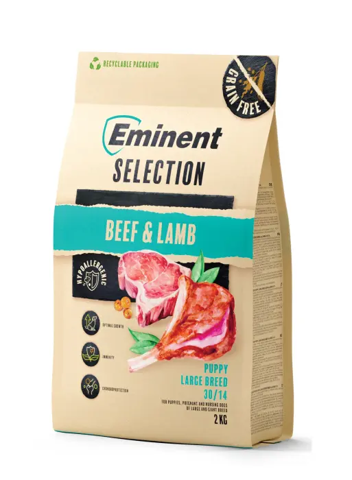 Hrana uscata pentru caini Eminent Selection Puppy Large, Vita si miel, Grain free, 30 14, 2kg