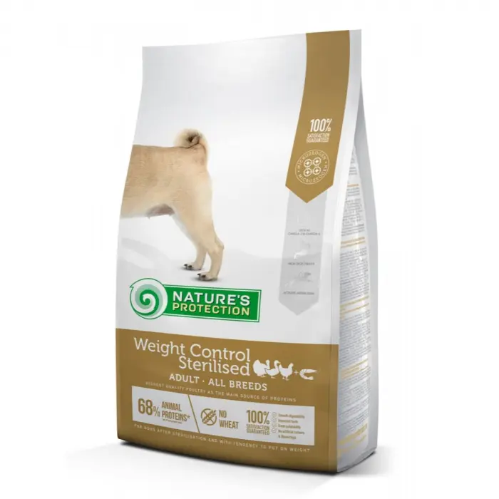 Hrana uscata pentru caini Natures Protection Adult Weight Control Sterilised, Pasare si krill, 12kg