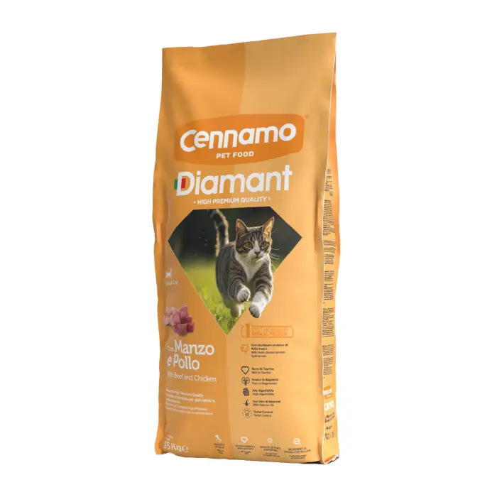 Hrana uscata pentru pisici Cennamo Diamant, Pui si vita, 15kg