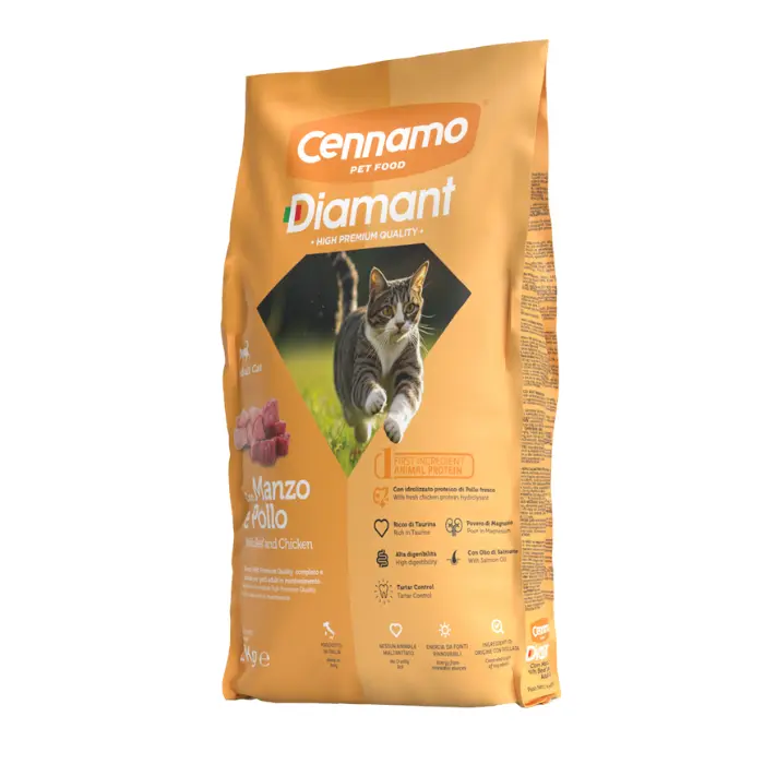 Hrana uscata pentru pisici Cennamo Diamant, Pui si vita, 2kg