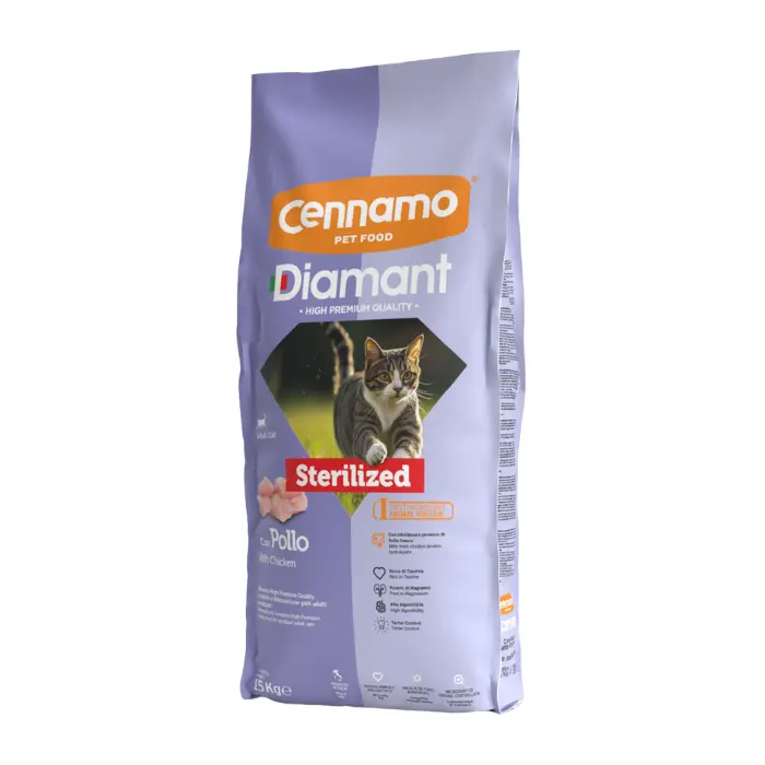 Hrana uscata pentru pisici Cennamo Diamant Steril, Pui, 15kg