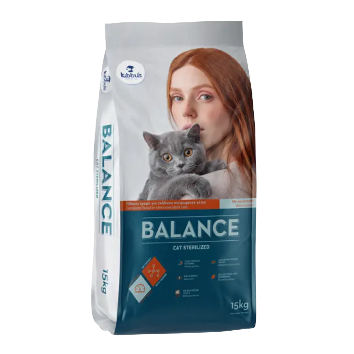 Hrana uscata pentru pisici sterilizate Kibbus Balance, Pasare, 15Kg