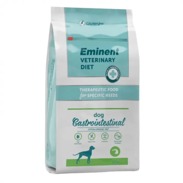 Hrana uscata terapeutica pentru caini Eminent Veterinary Diet, Dog Gastrointestinal, Hypoallergenic, Rata, 2.5kg