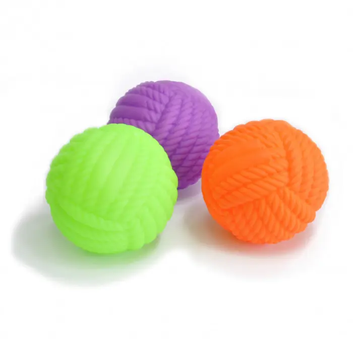 Jucarie pentru caini DOG TOY, Minge de vinyl cu model franghie, 7.5 cm