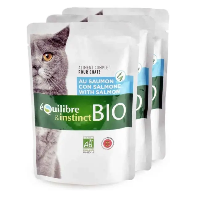 Hrana umeda pentru pisici Equilibre  Instinct, Bio, Somon si legume, 22 x 100g