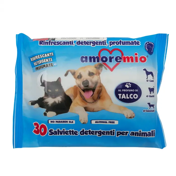 Servetele umede pentru caini si pisici Amore Mio, cu talc, 30 bucati