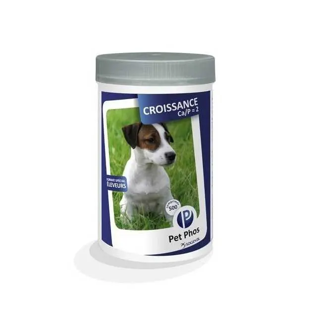 Supliement de vitamine si minerale pentru caini Pet Phos Croissance CA P 2, Pentru sistemul osos, 500 Tablete