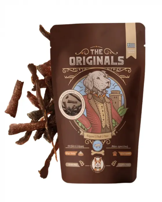 Recompense pentru caini The Originals, Fasii uscate de porc, 80g