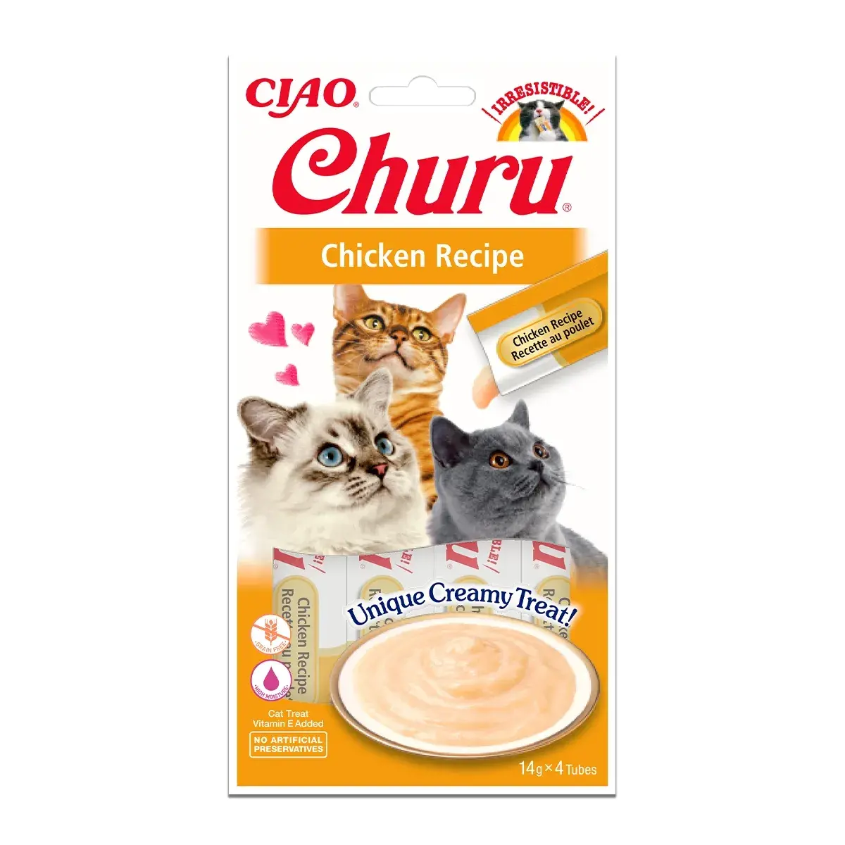 Recompense pentru pisici Inaba Ciao Churu, Piure, Pui, 4 x 14g