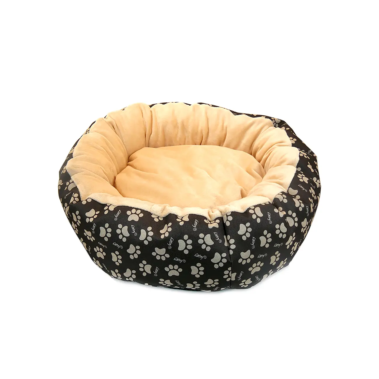 Culcus moale cu perna, pentru caine/pisica, crem deschis - 50 cm