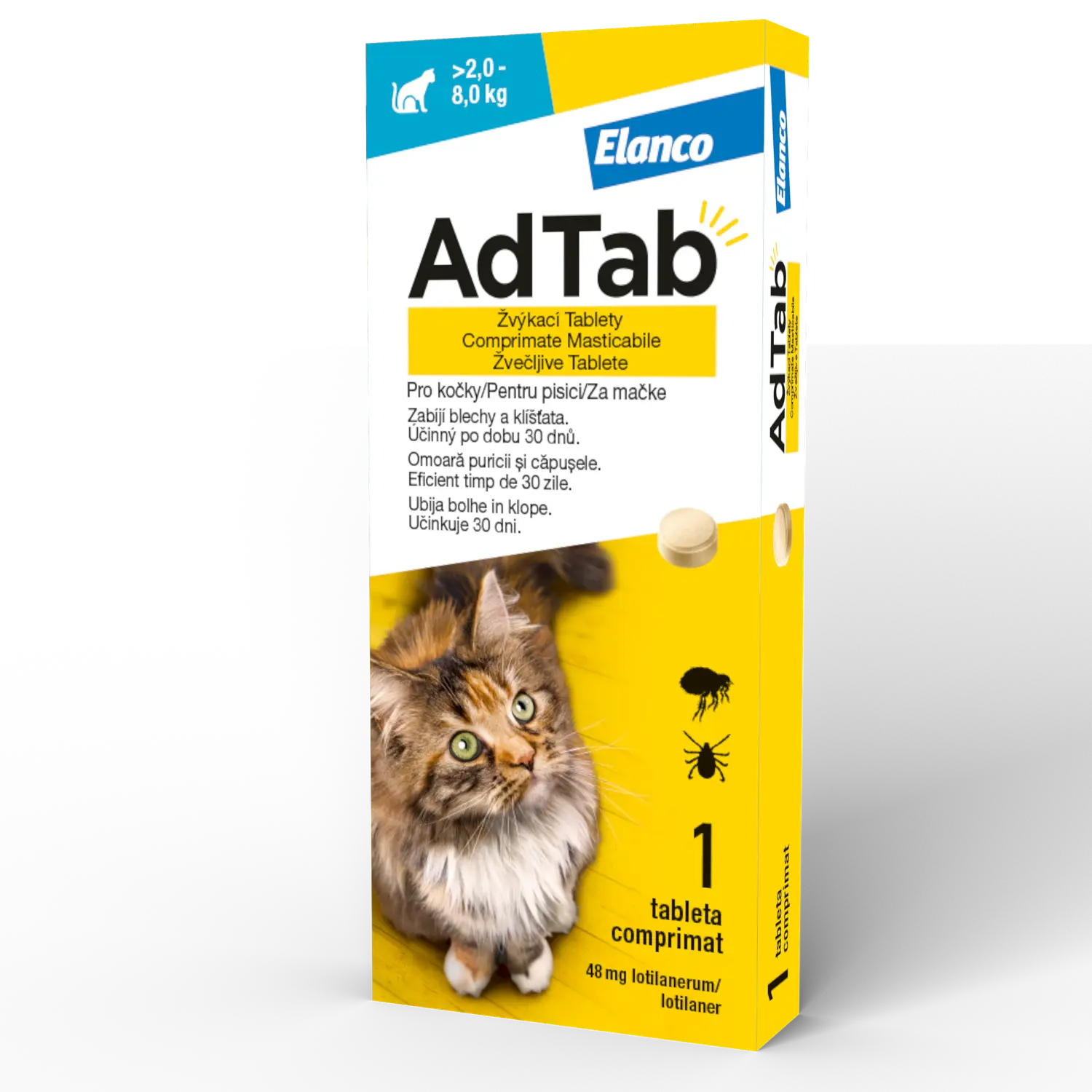 ADTAB 48 MG - 1 COMPRIMAT MASTICABIL PENTRU PISICI (2 KG - 8 KG)