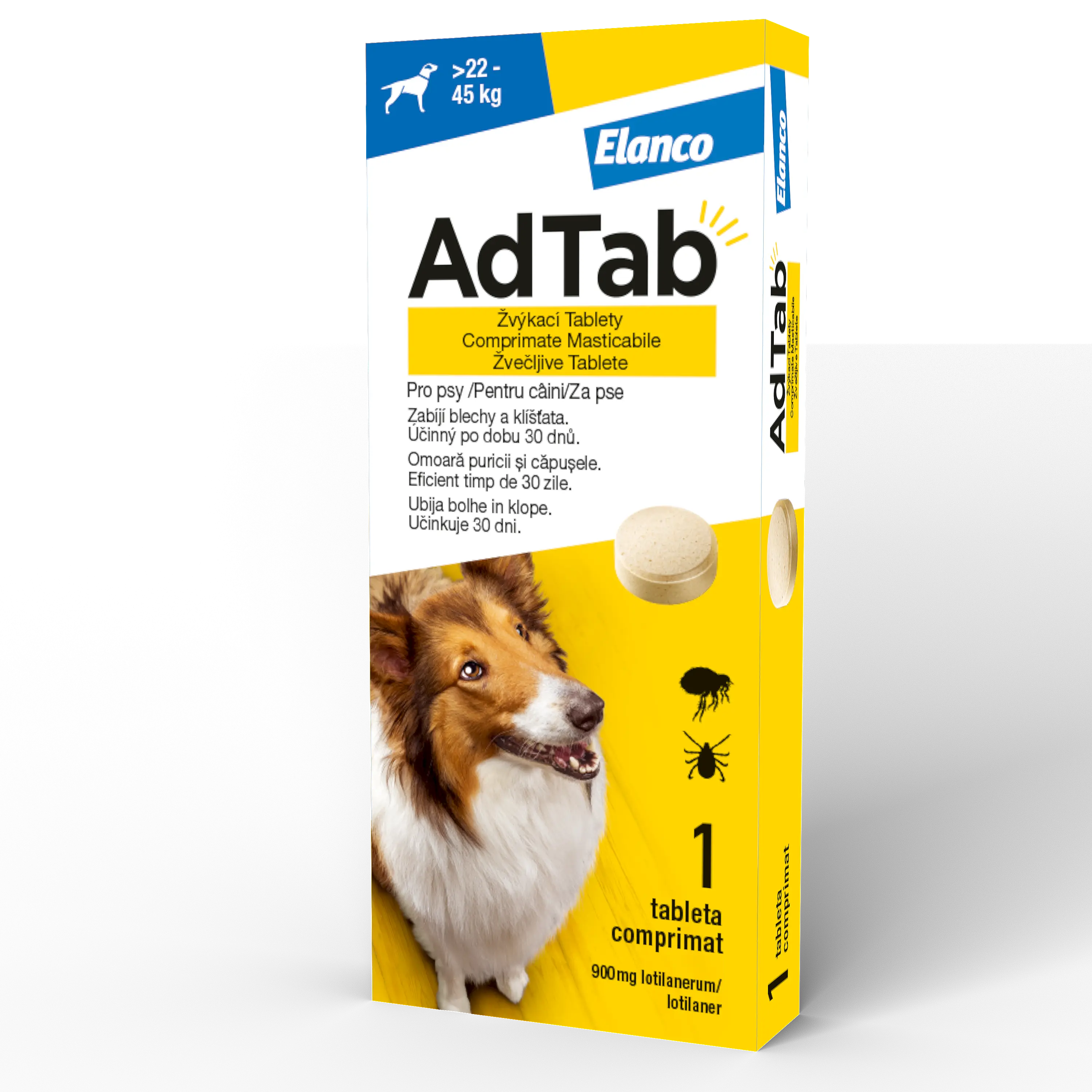 ADTAB 900 MG - 1 COMPRIMAT MASTICABIL PENTRU CAINI (22 KG - 45 KG)