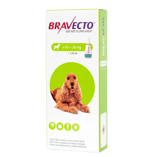 BRAVECTO CAINE SOLUTIE SPOT-ON M 500MG (10-20 KG) - 1 PIPETA