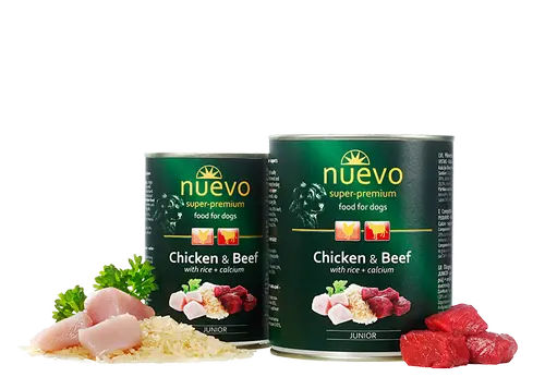 Nuevo Dog Junior Pui Vita Orez si Calciu - Conserva 800g