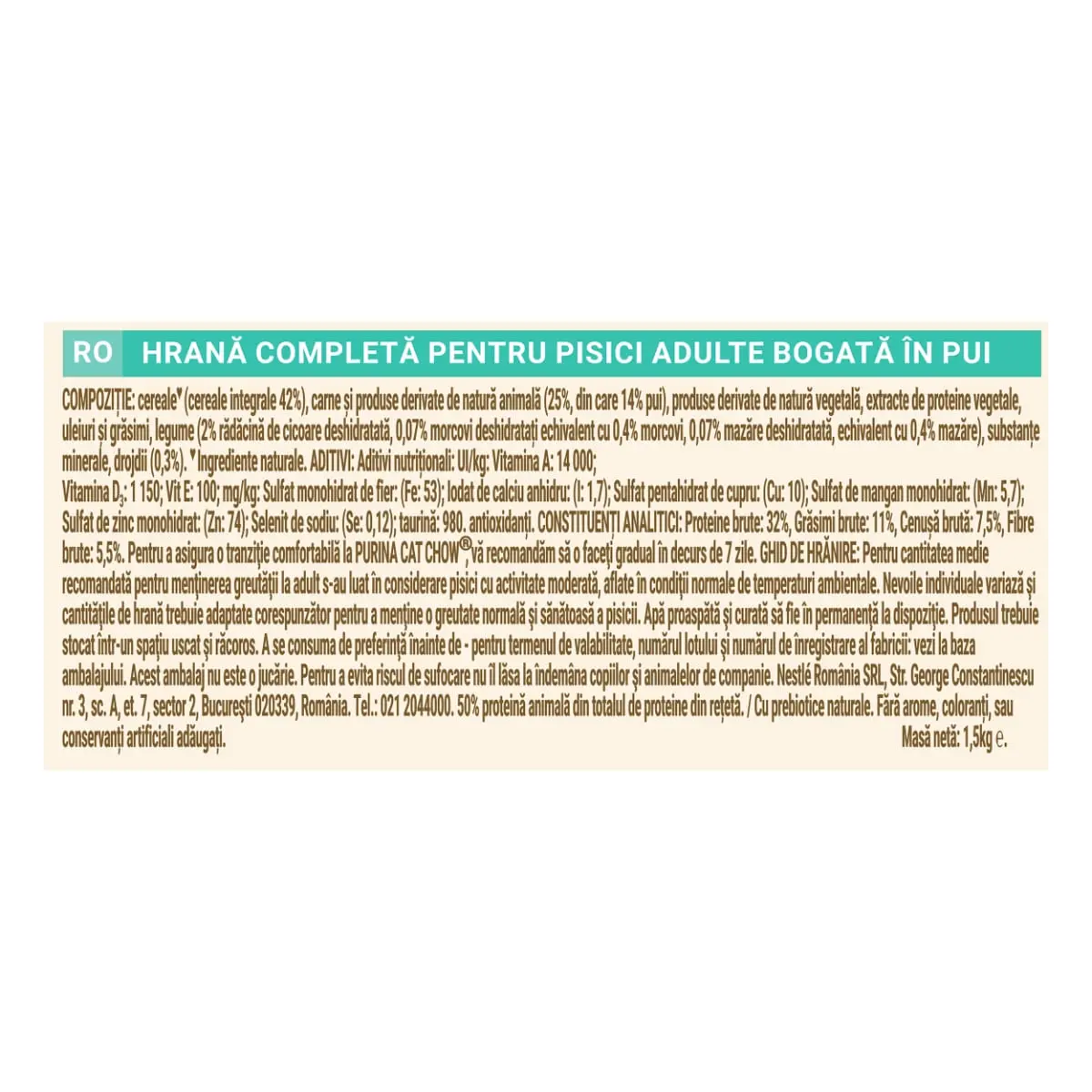 PURINA Cat Chow Hairball Control, Pui, hrana uscata pentru pisici, limitarea ghemurilor de blana, 1.5kg - Image 2