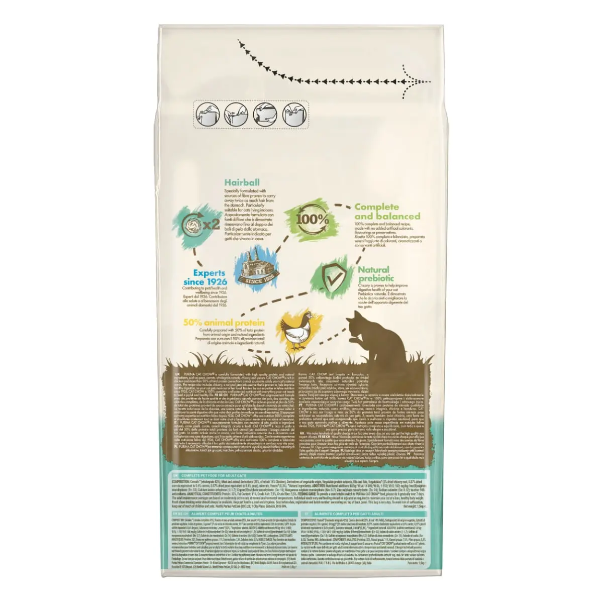 PURINA Cat Chow Hairball Control, Pui, hrana uscata pentru pisici, limitarea ghemurilor de blana, 1.5kg - Image 3
