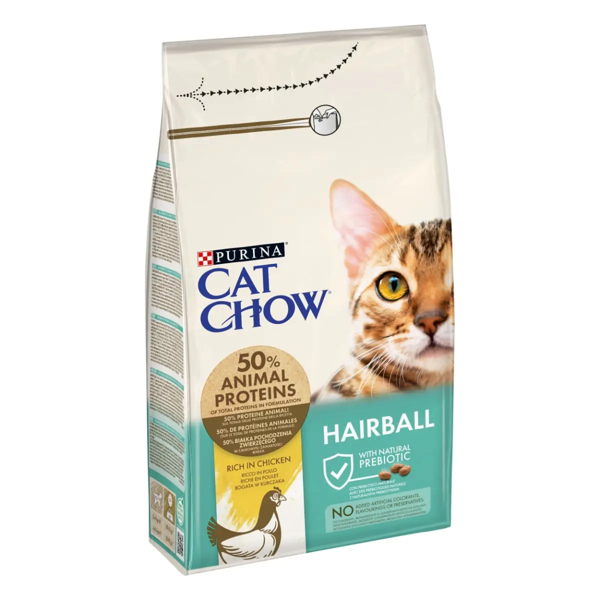 PURINA Cat Chow Hairball Control, Pui, hrana uscata pentru pisici, limitarea ghemurilor de blana, 1.5kg