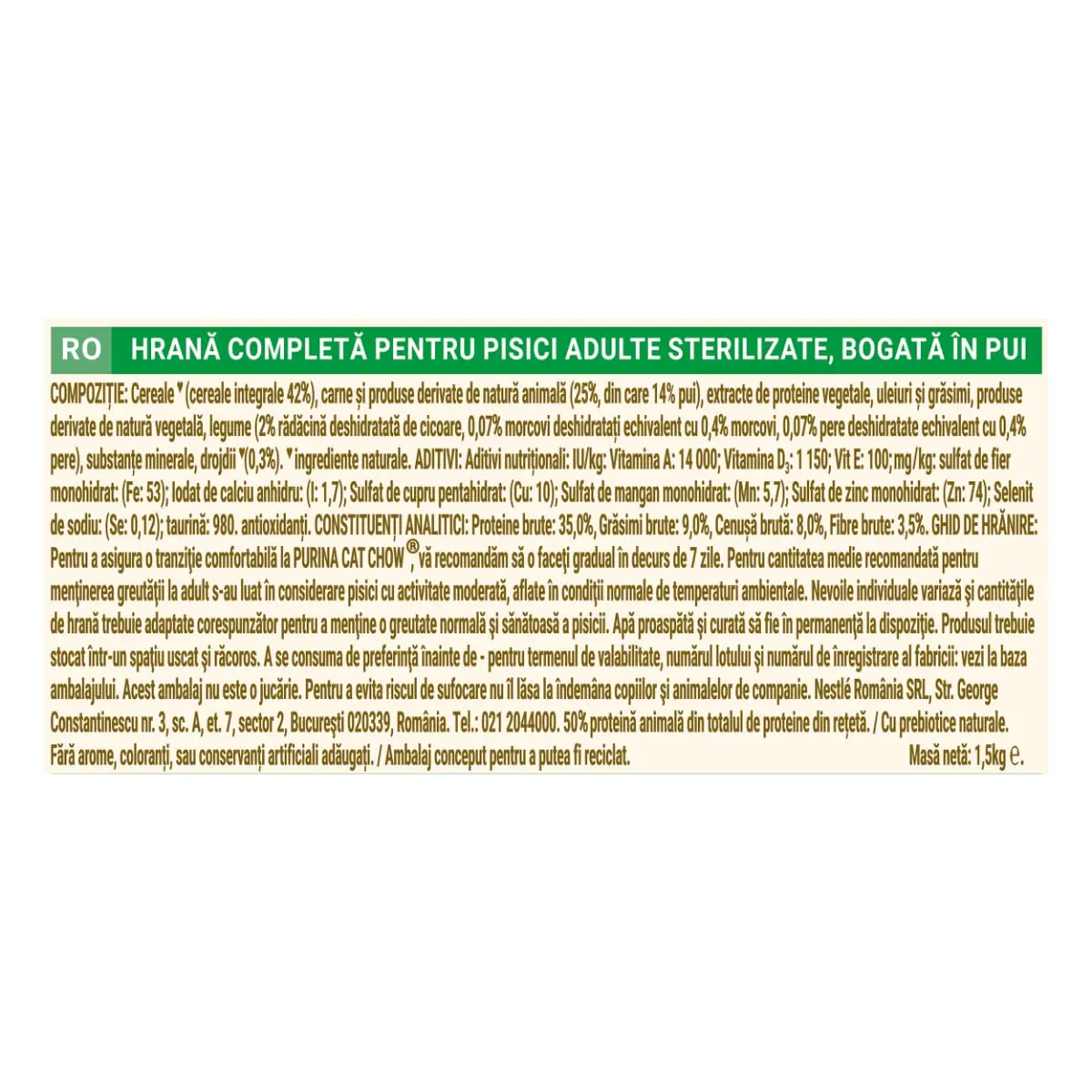 PURINA Cat Chow Sterilised, Pui, hrana uscata pentru pisici sterilizate, 1.5kg - Image 3