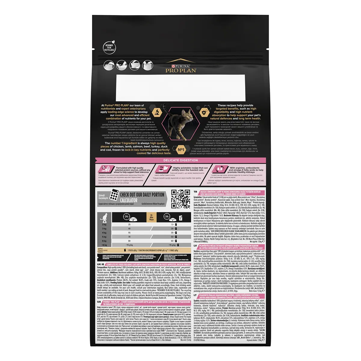 PURINA Pro Plan Delicate OptiDigest Adult, Curcan, hrana uscata pisici, sensibiltati digestive, 1.5kg - Image 6